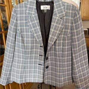 Le Suit Women's Black and White Plaid Jacket